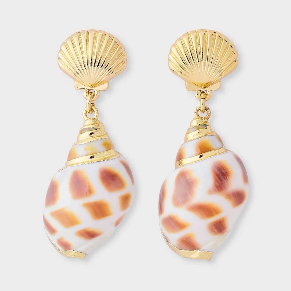 Shell nwt Charm Drop Earring - Gold